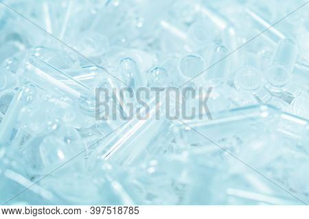 Many Used Eppendorf Or Microcentrifuge Tubes. Chemical And Plastic Waste.