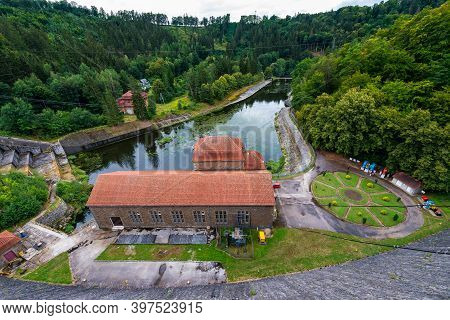 Dam On Bobr River And Hydroelectric Water Power Station In Pilchowice Near Jelenia Gora In Poland