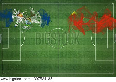 Belize Vs China Soccer Match, National Colors, National Flags, Soccer Field, Football Game, Competit