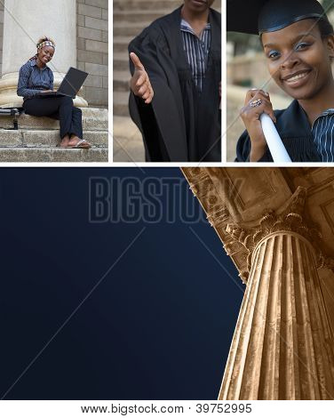 Bildung oder Gericht Spalten mit College-Absolvent collage