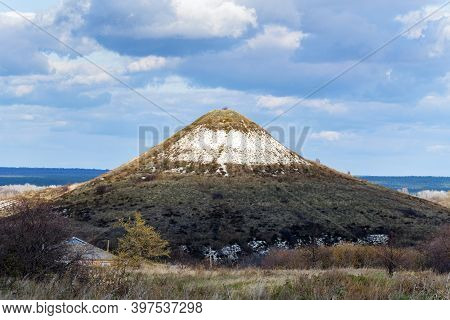 Distant View Of Chalk Butte Hill In Autumn