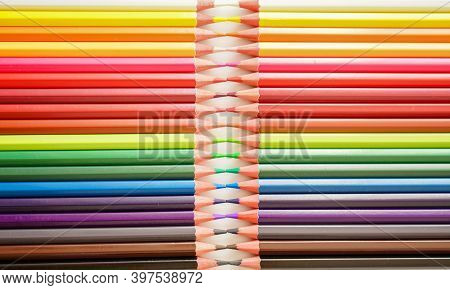 Colorful Wooden Pencils Isolated On White Background Vertical View