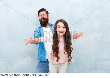 Happy Foster Girl Child Enjoy Playing Together With Family Man Adoptive Father, Adoption.