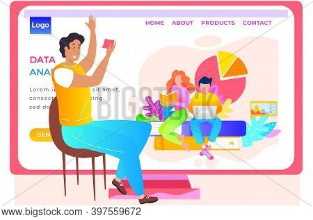 Application For Analysing Data, Internet Shop Website Layout. Online Store Landing Page Template. Pa