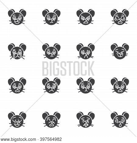 Mouse Emoji Vector Icons Set, Modern Solid Symbol Collection, Filled Style Pictogram Pack. Signs, Lo