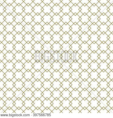 Seamless Pattern In Style Kumiko Zaiku In Brown Lines. Average Thickness.