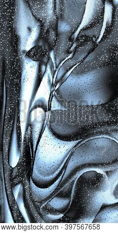 Abstract Textured Blue And White Background. Drops Of Water On The Glass. Beautiful Flowing Lines. T