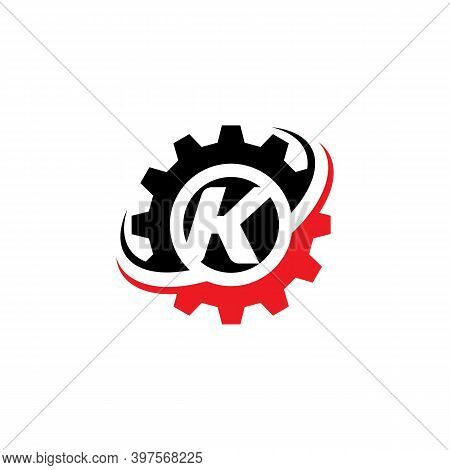 Letter K Gear Logo Design Template Machinery, Technology
