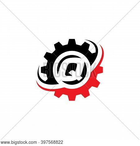 Letter Q Gear Logo Design Template Machinery, Technology