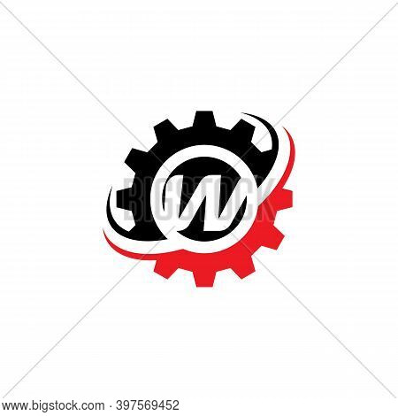 Letter W Gear Logo Design Template Machinery, Technology