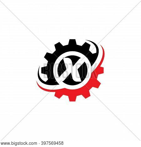 Letter X Gear Logo Design Template Machinery, Technology