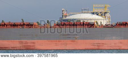 Ships Side And Gas Tank - Landscape At The Quays Of The Seaport