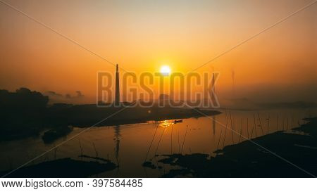 Beautiful Winter Morning Sunrise View Titas River