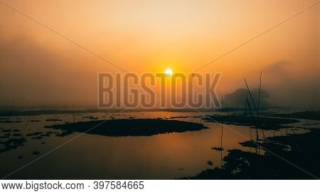 Beautiful Winter Morning Sunrise View Titas River