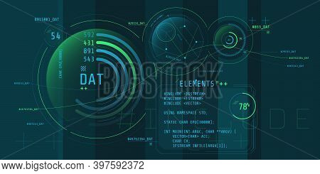 Composition Of Computer Hud Interface With Coding.