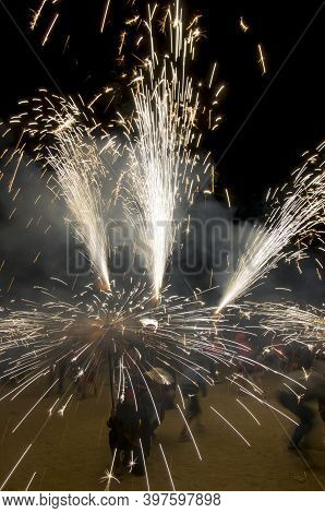 Correfoc Performance By The Devils Also Called Els Diables.