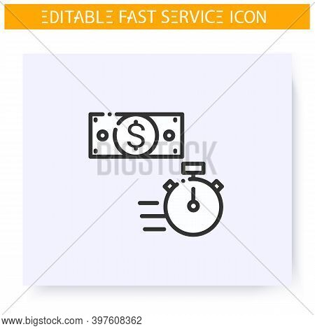 Fast Money Line Icon. Quick Credit. Currency Exchange. Express Banking. Quick Services, Short Term, 