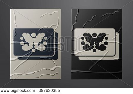 White Rorschach Test Icon Isolated On Crumpled Paper Background. Psycho Diagnostic Inkblot Test Rors