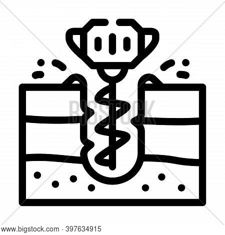 Earth Drilling Equipment Line Icon Vector Illustration