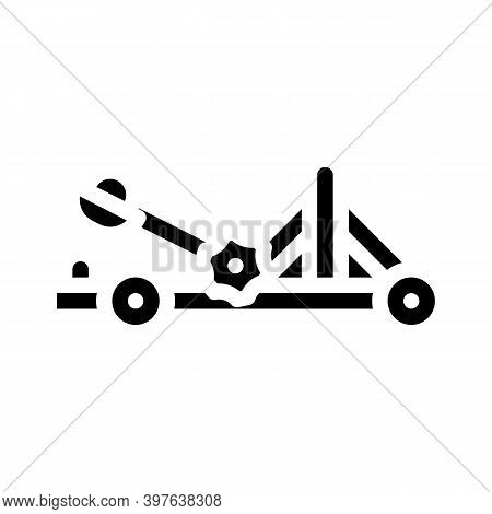 Catapult Antique Gun Glyph Icon Vector Illustration