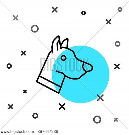 Black Line Dog Head Icon Isolated On White Background. Random Dynamic Shapes. Vector