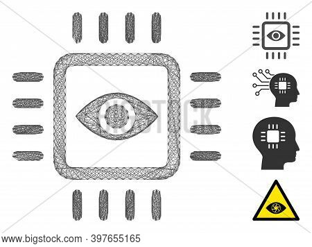 Vector Wire Frame Bionic Vision Chip. Geometric Wire Frame 2d Network Based On Bionic Vision Chip Ic