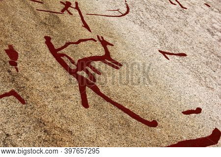 A Prehistorical Drawing In Sweden With A Funny Meaning. Shows The Zoophilia Of The Cave Men.