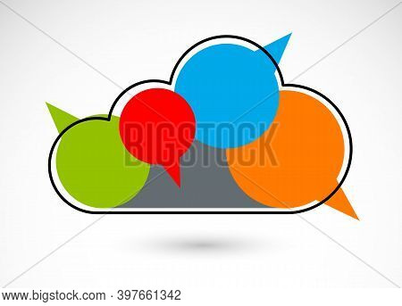 Public Discussion And Brainstorming Vector Concept Shown With Cloud Combined With Different Speech B