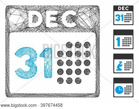 Vector Net Last Year Day. Geometric Linear Frame Flat Net Made From Last Year Day Icon, Designed Fro