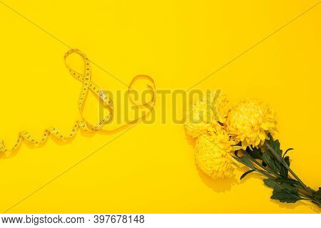 International Women's Day 8 March. World Mother's Day 8 May. Three Lush Chrysanthemums And A Centime