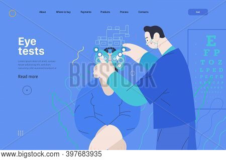 Medical Tests Template - C -modern Flat Vector Concept Digital Illustration Of Eye Test Procedure -a