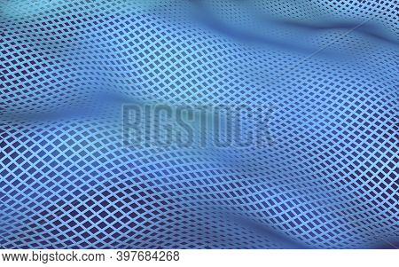 Abstract Landscape On A Purple-blue Background. Cyberspace Grid. Hi Tech Network. 3d Illustration