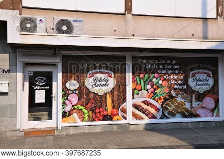 Witten, Germany - September 16, 2020: Specialist Polish Food Shop In Downtown Witten, Germany. Polis