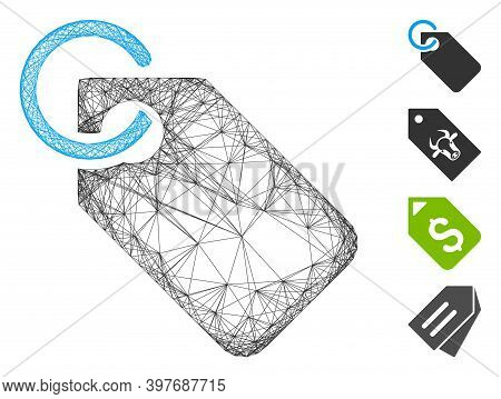 Vector Wire Frame Tag. Geometric Wire Frame Flat Network Based On Tag Icon, Designed From Intersecte