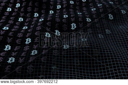 Bitcoin Background. Crypto Currency 3d Illustration. Digital Currency Symbol. Business Concept. Mini