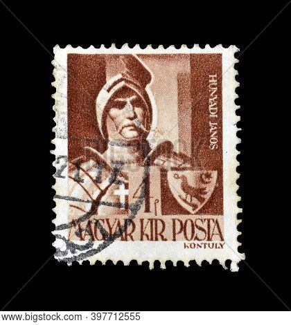 Hungary- Circa 1943: Cancelled Postage Stamp Printed By Hungary, That Shows Knight Janos Hunyadi, Ci