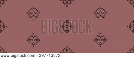 Black Floral Damsk Onament Seamless Patternon Color Background. Design For Fabric, Apparel Textile, 