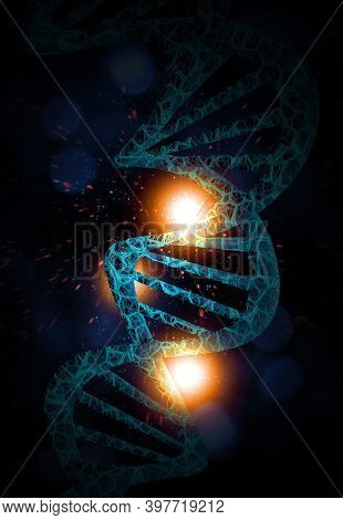 Abstract Dna Strand Double Helix Genetics 3d Illustration