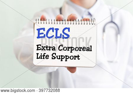 Doctor Holding A Card With Text Ecls, Medical Concept