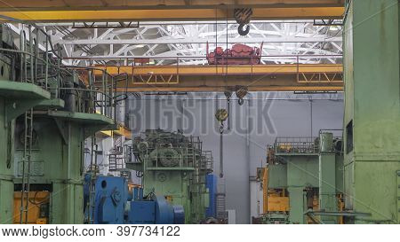 Overhead Crane Or Bridge Crane Include Hoist Lifting For Transportation, Manufacturing, And Producti