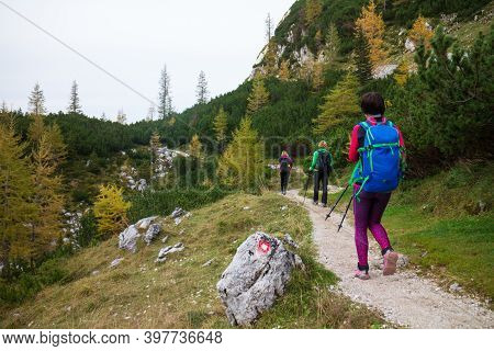 Beautiful Autumn For Hike In The Mountains. Triglav National Park In Kranjska Gora, Slovenia.