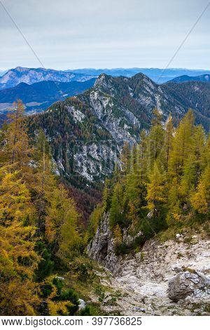 Beautiful Autumn For Hike In The Mountains. Triglav National Park In Kranjska Gora, Slovenia.