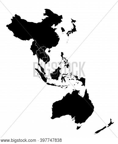 Modern Regional Comprehensive Economic Partnership Rcep Map.  Illustration