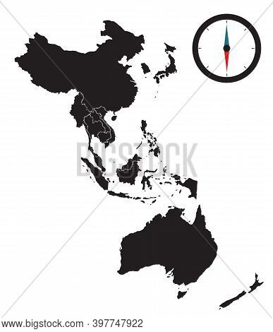 Modern Regional Comprehensive Economic Partnership Rcep Map.  Illustration