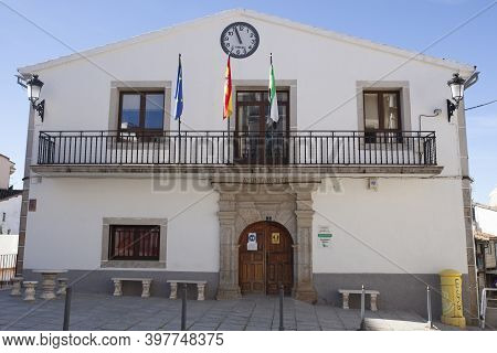 La Garganta, Spain - Nov 21th, 2020: La Garganta Village Town Hall, Banos De Montemayor District, Ex