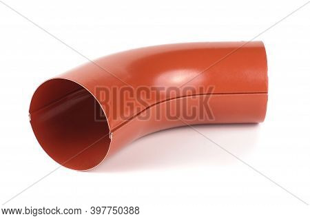 Bend Element For Rain Water Spout For Industrial Constructions Isolated On The White Background