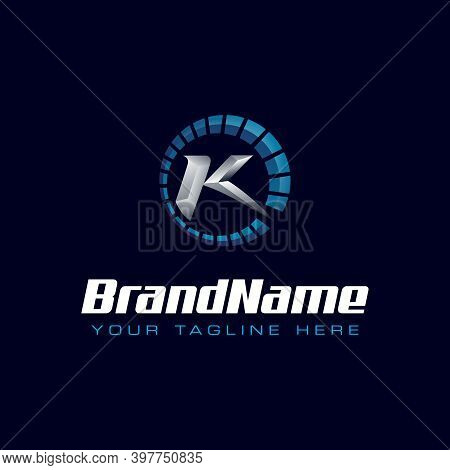 Letter K Spedometer Logo. Tachometer Speed Logo