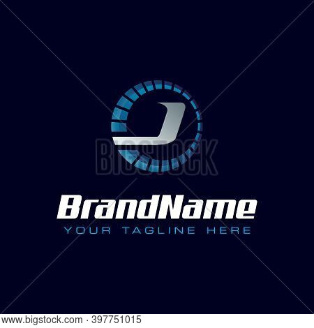 Letter J Spedometer Logo. Tachometer Speed Logo
