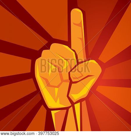 One Single Finger Hand Showing Raised Supporting Movement Symbol Of Winner Retro Socialism Poster Ve