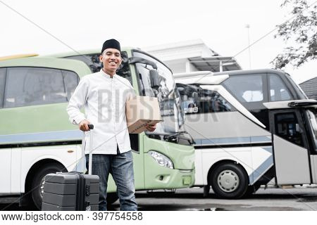 Male Muslim Travel By Bus During Pandemic
